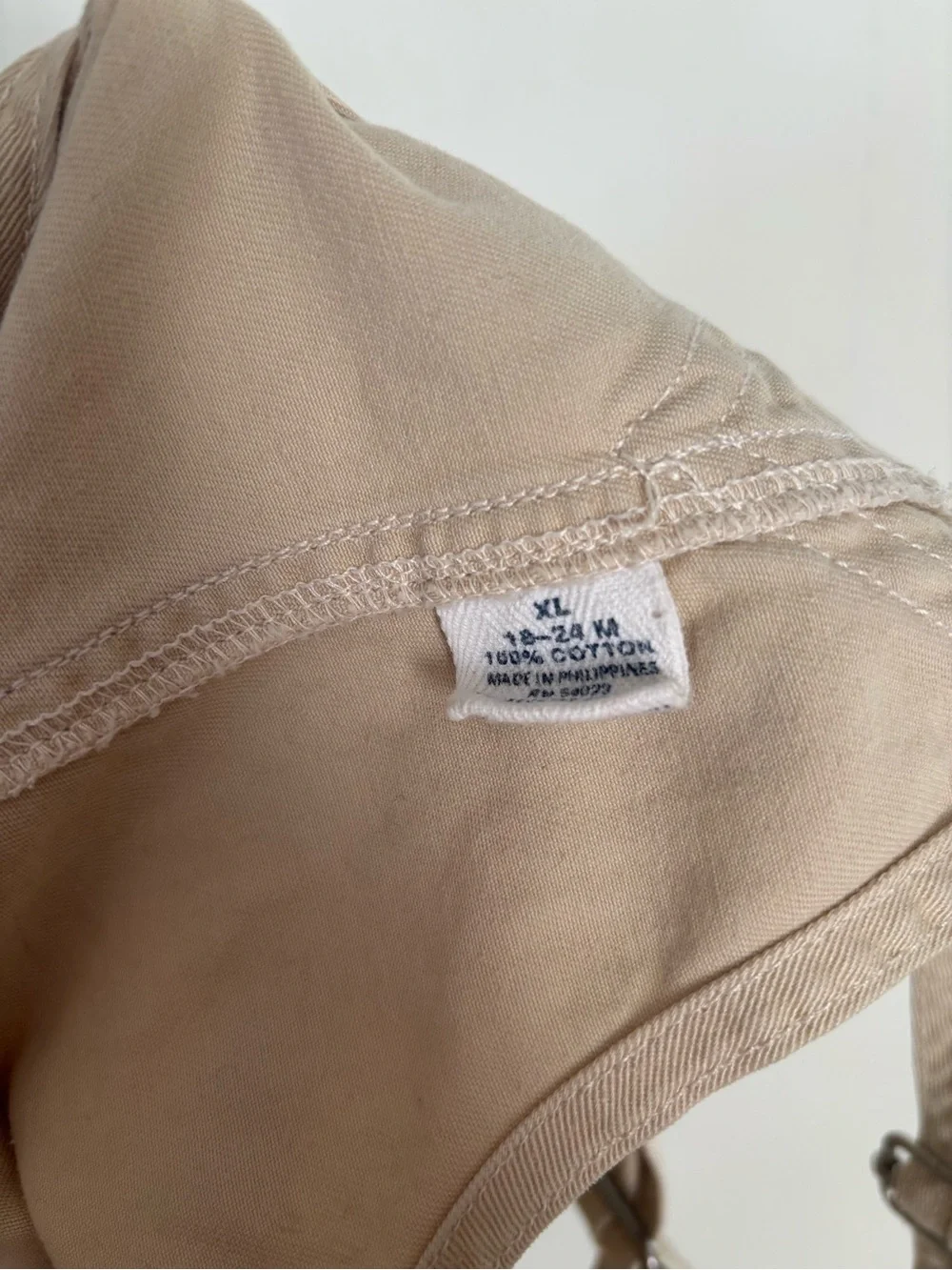 Vtg Baby Gap Classic Tan Cotton Bib Overalls Shorts 90s Carpenter Kids 18-24m